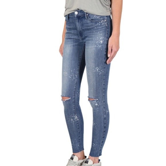 NEW Black Orchid Noah Frayed Splatter-Paint Jeans size 30 Blue - Picture 2 of 7